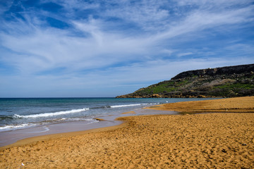 Fototapeta na wymiar Landscape of Ramla bay from Gozo, Malta