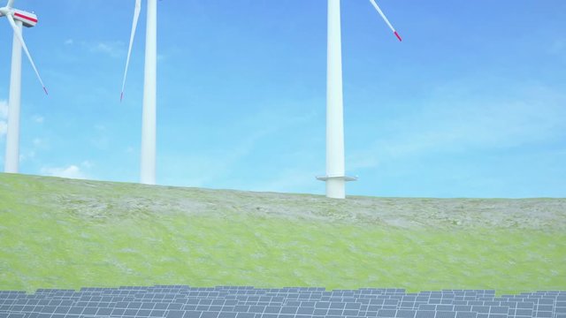 Wind turbines and solar plates