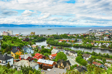 Aerial view of the norwegian city Trondheim in the summer
