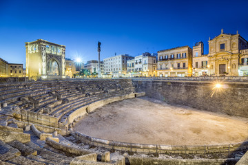 Ancient amphitheater in Lecce, Italy - obrazy, fototapety, plakaty