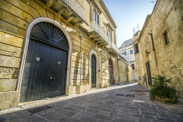 Charming street of historic Lecce, Puglia, Itly