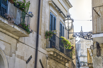 Charming street of historic Lecce, Puglia, Itly