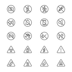 Warning sign toolbar thin icons