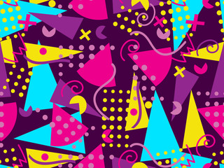 Memphis seamless pattern. Geometric elements memphis in the style of 80's. Vector illustration