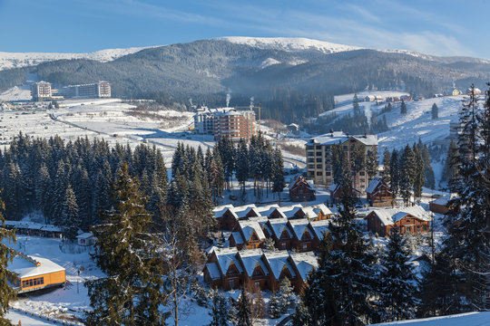houses, hotels, shops and roads in Bukovel