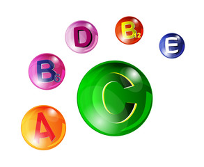 Vitamin Complex Colorful Vector Design Concept Isolated On White