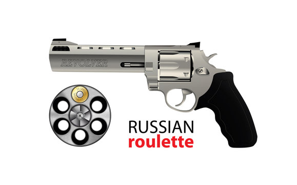 Revolver - russian roulette game - risk concept