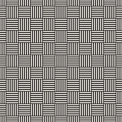 Crosshatch vector seamless geometric pattern. Crossed graphic rectangles background. Checkered motif. Seamless black and white texture of crosshatched lines. Trellis simple fabric print.