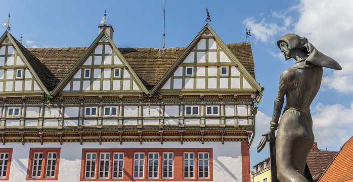 Statue in front of the town hall of Blomberg
