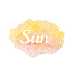 Hand drawn watercolor background texture of orange and yellow colors with lettering