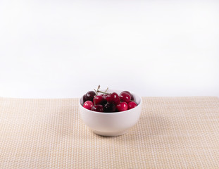 Cherries in white bowl