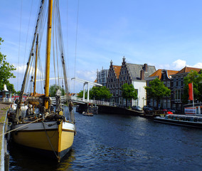 Flap Bridge at Haarlem Canal, The Netherlands