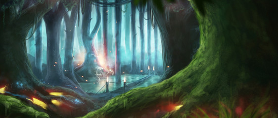 Illustration forêt fantastique