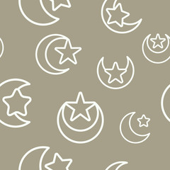 Seamless pattern with symbol of islam crescent moon with star for your design