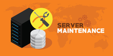 server maintenance with logo and orange background