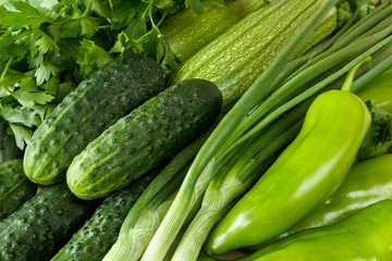 Fresh, organic green vegetables background