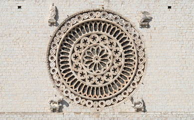 Close-up of a rose window, Basilica of St Francis, Assisi, Italy - obrazy, fototapety, plakaty