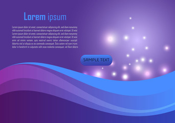 Vector abstract background with wave and shiny background in blue and violet color