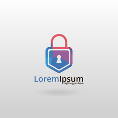Padlock logo. Polygonal padlock logotype