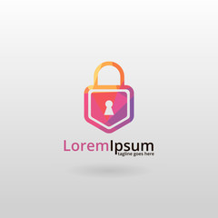 Padlock logo. Polygonal padlock logotype