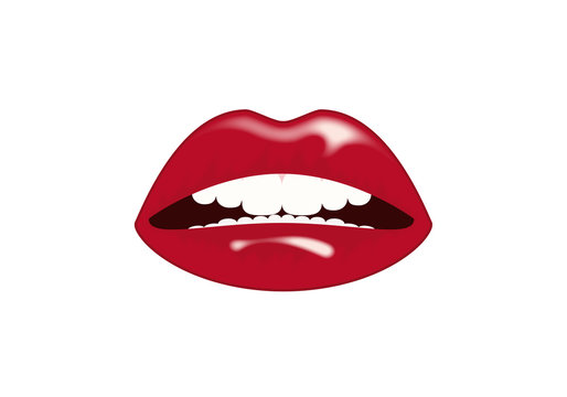 Sexy red lips vector. Female mouth on a white background