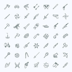 Weapons vector icons set, Arms solid symbol