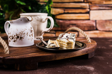 Pieces of biscuit cake