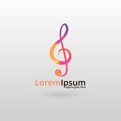 Treble clef logo. Multicolored treble clef logotype