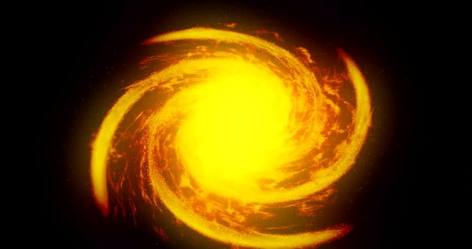 Burning Fire Galaxy With Stardust Spiral Animated 4k Rendered Background Video.