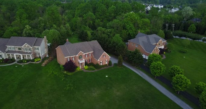 maryland country houses aerial view panorama landscape at sunset