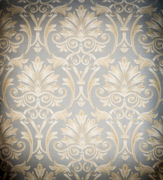cool retro floral wallpaper in tan and brown design