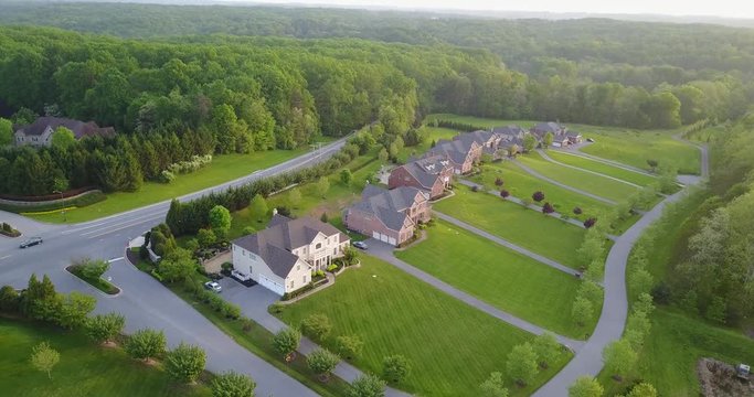 maryland country houses aerial view panorama landscape at sunset