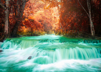 Obrazy na Plexi  Piękny wodospad w jesiennym lesie