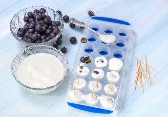 Preparation of ice cream from yogurt and blueberry