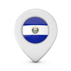 El Salvador flag location marker icon. 3D Rendering