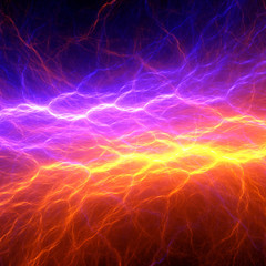 Fototapeta na wymiar Orange and purple abstract lightning background, clash of the elements