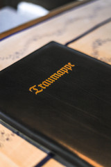 wedding certificate lies on table