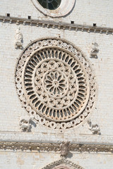 Close-up of a rose window, Basilica of St Francis, Assisi, Italy