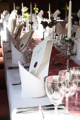 decorated table in a distinguished restaurant for a wedding