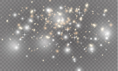 Dust on a transparent background.bright stars.The glow lighting effect.