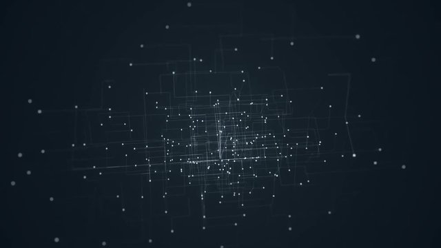 Abstract Hi-Tech Backround. This is abstract technological animation of futuristic grid. Perfect for any type of videos dealing with scientific festivals,  hi-tech projects, sci-fi movies.