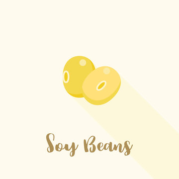soy beans icon, flat design with long shadow