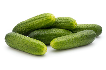Eco cucumber on white background. Fresh vegetables.