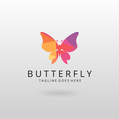 Butterfly logo. Polygonal butterfly logotype 