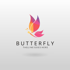 Butterfly logo. Polygonal butterfly logotype  - 158609371