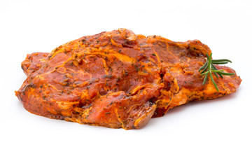 Pork chop, marinated. Isolated on the white background.