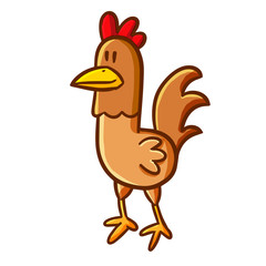 Funny and cute brown chicken - vector.