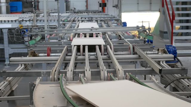 Conveyer Line For Ceramic Tile At Heavy Plant. Factory for the Production of Ceramic Tiles. The Process of Making Ceramic Tiles