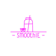 Pink smoothie - hand drawn brush text badge, sticker, banner, po