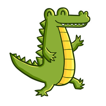 Very funny walking crocodile with two feet - vector.